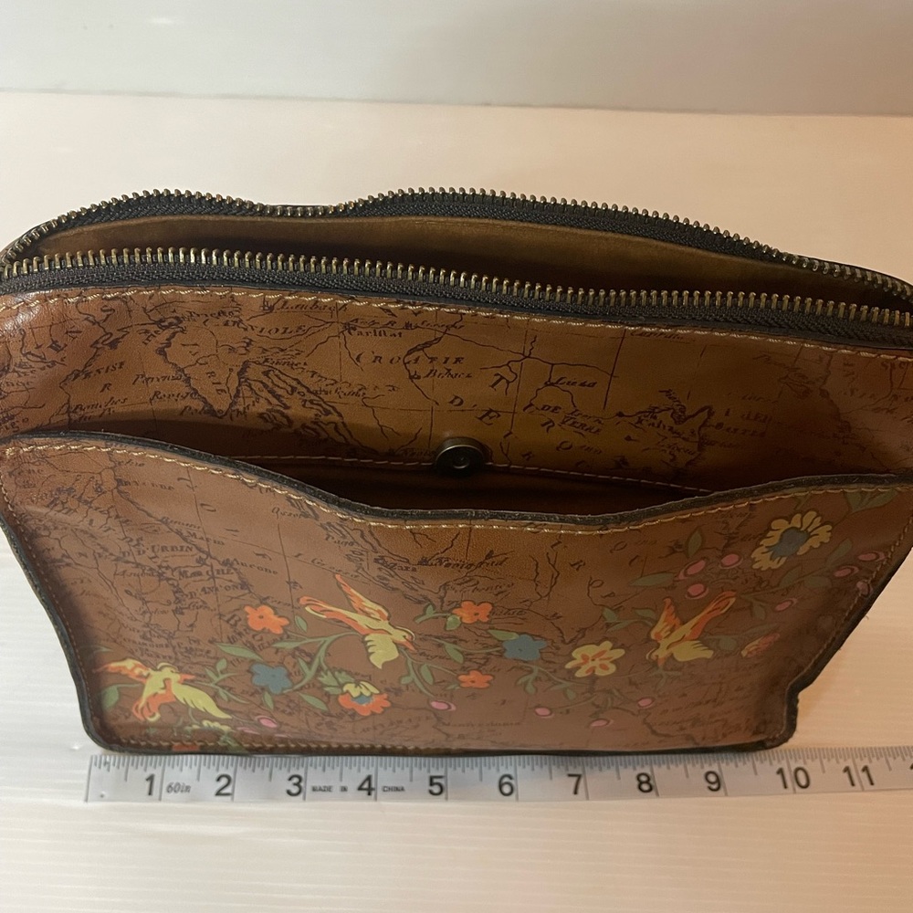 Patricia Nash Poppy Floral Bird Leather Map Crossbody - Picture 10 of 13
